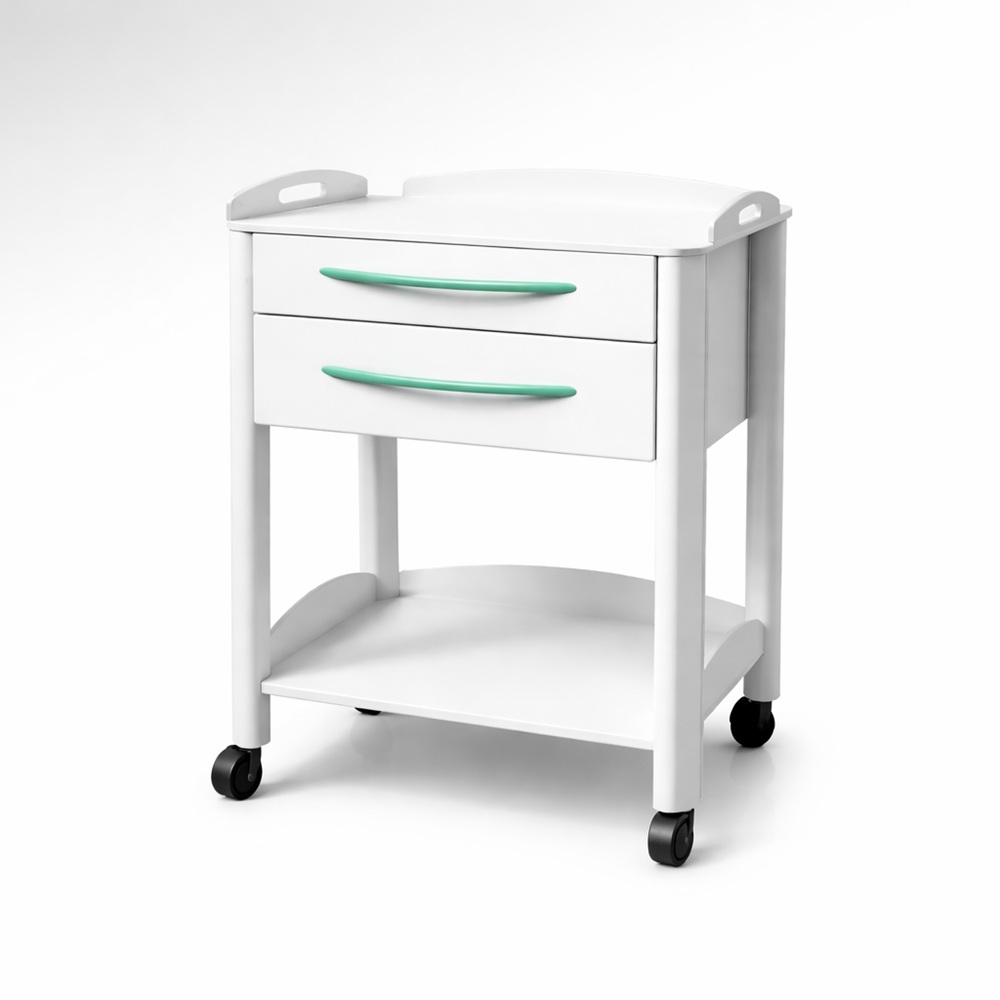 ترالی 2 طبقه فلزی کشودار کوچک با دستگیره فلزی TR 416